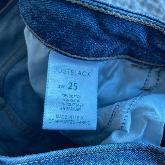 Just Black Skinny Distressed Mid Wash Cotton Blend Jeans Size 25 - Picture 7 of 9